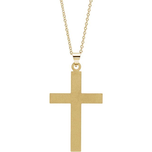 14K Yellow Gold 29 X 19 Mm 18 In Polished Cross Necklace