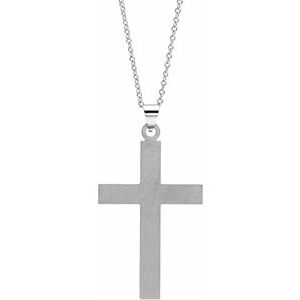 14K White Gold 29 X 19 Mm 18 In Polished Cross Necklace
