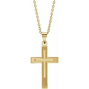 14K Yellow Gold 17 X 11 Mm 18 In Polished Cross Necklace