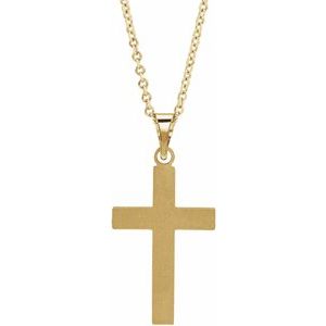 14K Yellow Gold 17 X 11 Mm 18 In Polished Cross Necklace