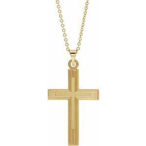 14K Yellow Gold 25 X 16 Mm 18 In Polished Cross Necklace
