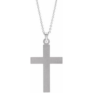 14K White Gold 25 X 16 Mm 18 In Polished Cross Necklace