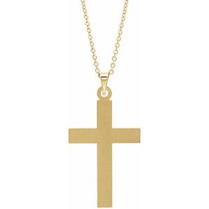 14K Yellow Gold 25 X 16 Mm 18 In Polished Cross Necklace