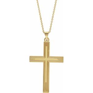 14K Yellow Gold 32 X 21 Mm 18 In Polished Cross Necklace