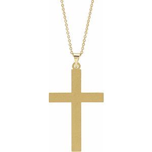 14K Yellow Gold 32 X 21 Mm 18 In Polished Cross Necklace