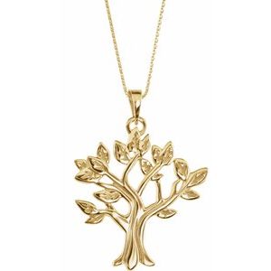14K Yellow Gold 32 X 28 Mm 16-18 In Polished My Tree Necklace
