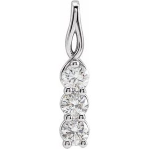 14K White Gold Round 4.4Mm Gh Si1-Si2 1 Ctw Lab-Grown Diamond 3-Stone Pendant