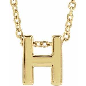 14K Yellow Gold Initial H 8 X 6.5 Mm 16-18 In Polished Initial Pendant Slide Necklace