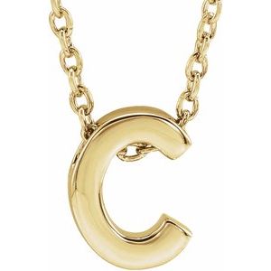14K Yellow Gold Initial C 8 X 6.4 Mm 16-18 In Polished Initial Pendant Slide Necklace