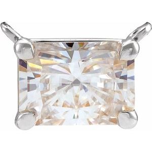 14K White Gold Emerald 6.15 X 4.5Mm Ghi Si 3/4 Ctw Lab Grown Diamond Claw-Prong Necklace Center