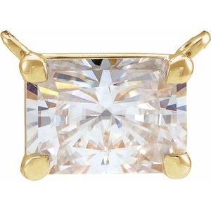 14K Yellow Gold Emerald 6.15 X 4.5Mm Ghi Si 3/4 Ctw Lab Grown Diamond Claw-Prong Necklace Center