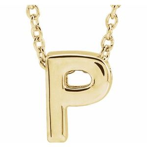 14K Yellow Gold Initial P 8 X 6 Mm 16-18 In Polished Initial Pendant Slide Necklace