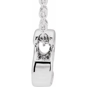 14K White Gold Initial S 8 X 5.9 Mm 16-18 In Polished Initial Pendant Slide Necklace