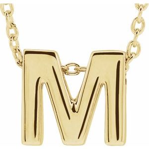 14K Yellow Gold Initial M 8.8 X 8 Mm 16-18 In Polished Initial Pendant Slide Necklace