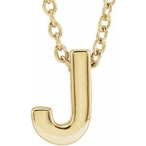 14K Yellow Gold Initial J 8 X 5.3 Mm 16-18 In Polished Initial Pendant Slide Necklace