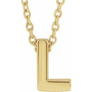 14K Yellow Gold Initial L 8 X 5.3 Mm 16-18 In Polished Initial Pendant Slide Necklace
