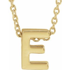 14K Yellow Gold Initial E 8 X 5.6 Mm 16-18 In Polished Initial Pendant Slide Necklace