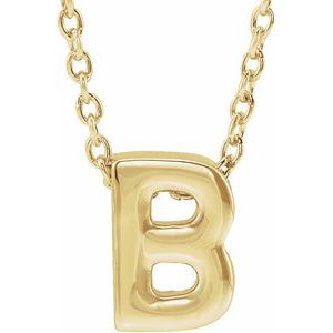 14K Yellow Gold Initial B 8 X 5.8 Mm 16-18 In Polished Initial Pendant Slide Necklace