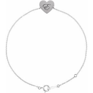 Sterling Silver 12 X 11 Mm 7-8 In Polished Engravable Heart-Shaped Bracelet
