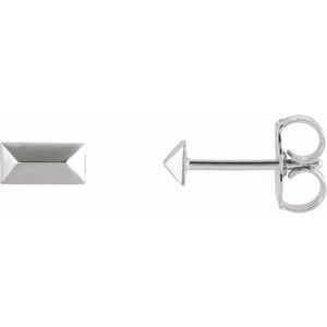 Sterling Silver 5.85 X 2.85 Mm Pair Friction Backs Included Polished Geometric Stud Earrings
