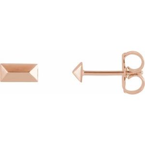 14K Rose Gold 5.85 X 2.85 Mm Pair Friction Backs Included Polished Geometric Stud Earrings