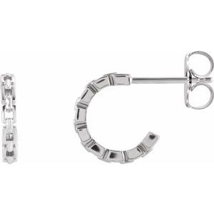 14K White Gold 10.2 X 10.2 Mm Pair Friction Backs Included Polished Chain Link Hoop Earrings