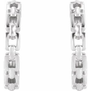 Sterling Silver 10.2 X 10.2 Mm Pair Friction Backs Included Polished Chain Link Hoop Earrings