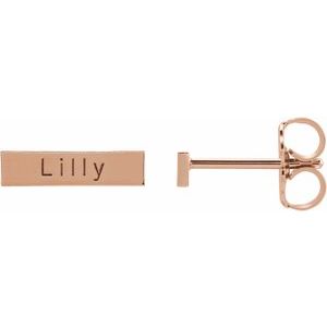 14K Rose Gold Engravable Bar Earrings