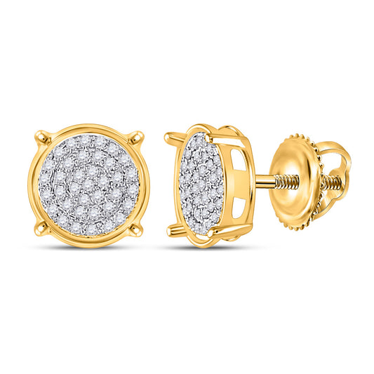 10K Yellow Gold Womens Round Diamond Circle Earrings 1/8 Cttw, Length: 0.28 In, Width: 0.28 In