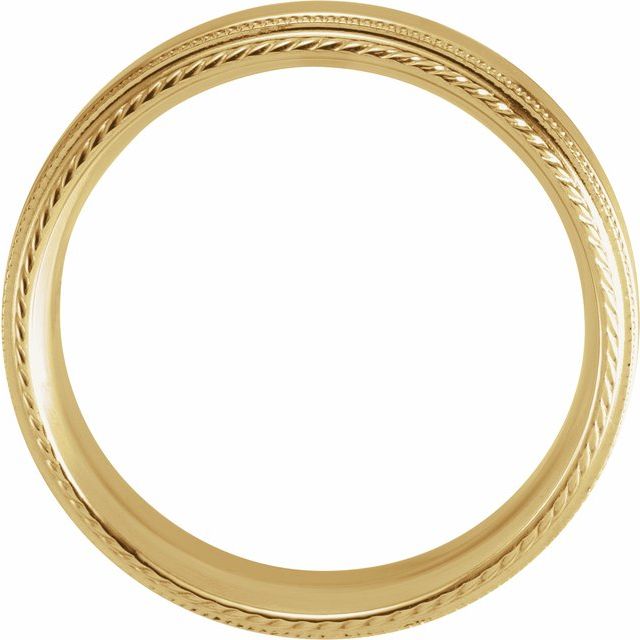 14K Yellow Gold 6 Mm Polished Milgrain Rope Stepped Edge Comfort-Fit Band, Size 9