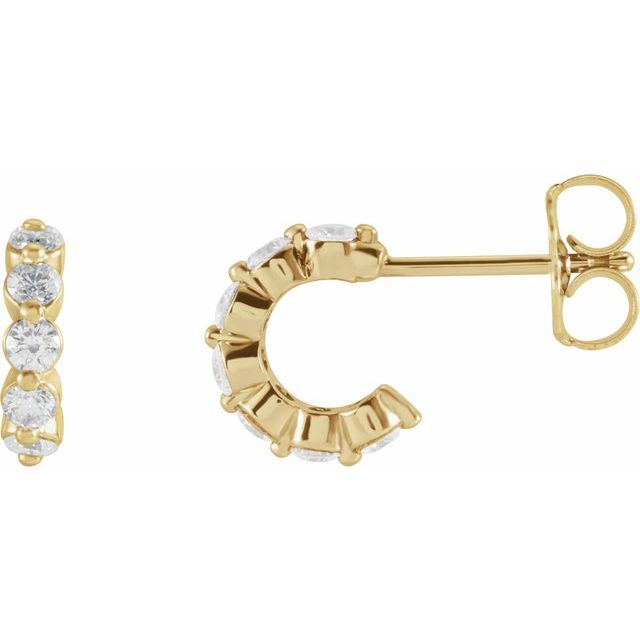 14K White Or Yellow Gold Round 9.25 Mm 2.2 Mm 2Mm I1, Gh Pair Friction Back Polished 3/8 Ctw Natural Diamond Huggie Earrings