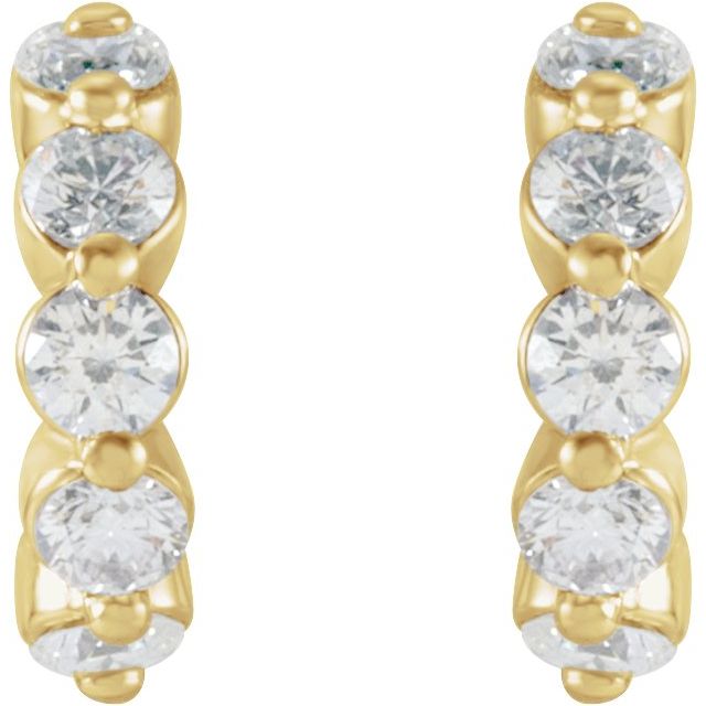 14K White Or Yellow Gold Round 9.25 Mm 2.2 Mm 2Mm I1, Gh Pair Friction Back Polished 3/8 Ctw Natural Diamond Huggie Earrings