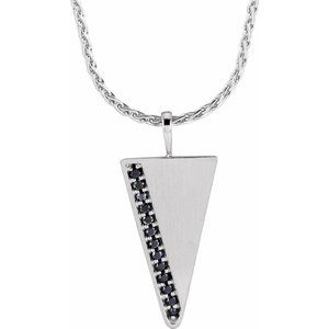 Sterling Silver 24.25 X 13.91 Mm 24 In Polished 1/6 Ctw Black Natural Diamond Triangle Necklace