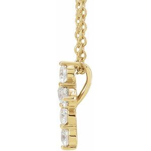 14K Yellow Gold Round Si1-Si2, G-H 16-18 In Polished Lab-Grown Diamond Cross Necklace