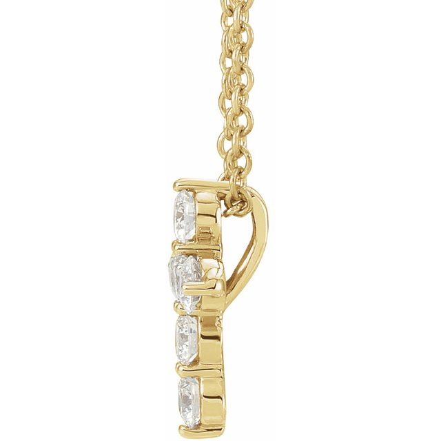 14K Yellow Gold Round 10.2 X 7.9 Mm 2.2M I1, G-H 16-18 In Polished / 1/4 Ctw Natural Diamond Cross Necklace