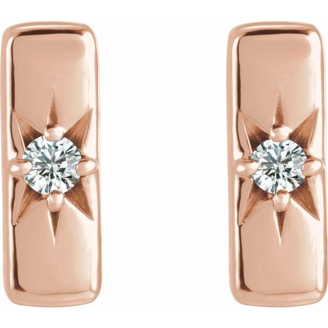 14K White Or Rose Gold 2 Mm Round Friction Back Polished .07 Ctw Lab-Grown Diamond Bar Earrings