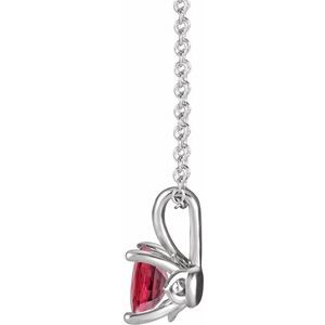 14K White Gold Round 4 Mm  Lab-Grown Ruby Necklace, Length: 18 In