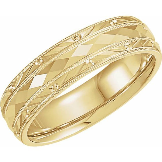 14K Yellow Gold Gold Polished Design Band, Size 10.5