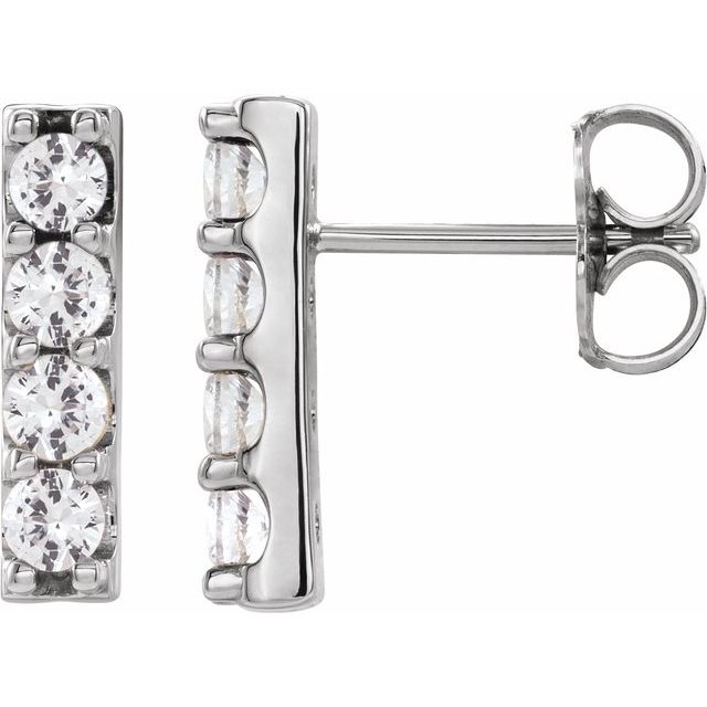 14K Yellow Or White Or Rose Gold 2.5 Mm Round Friction Back Polished 1/2 Ctw Lab-Grown Diamond Bar Earrings