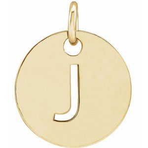 18K Yellow Or Rose Gold-Plated Sterling Silver 10 Mm Polished Initial Disc Pendant