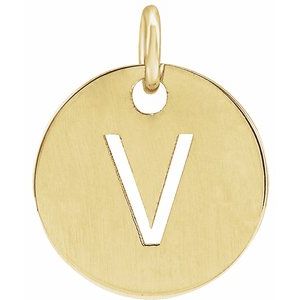 18K Yellow Or Rose Gold-Plated Sterling Silver 10 Mm Polished Initial Disc Pendant