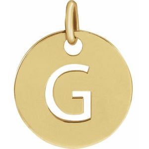 18K Yellow Or Rose Gold-Plated Sterling Silver 10 Mm Polished Initial Disc Pendant