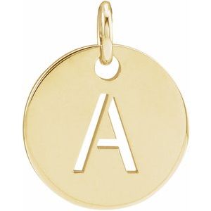 18K Yellow Or Rose Gold-Plated Sterling Silver 10 Mm Polished Initial Disc Pendant