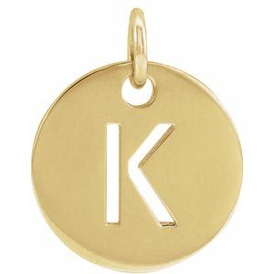 18K Yellow Or Rose Gold-Plated Sterling Silver 10 Mm Polished Initial Disc Pendant