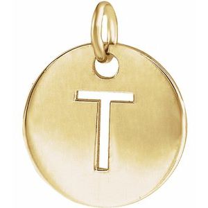18K Yellow Or Rose Gold-Plated Sterling Silver 10 Mm Polished Initial Disc Pendant