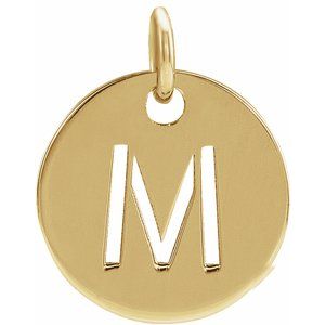 18K Yellow Or Rose Gold-Plated Sterling Silver 10 Mm Polished Initial Disc Pendant