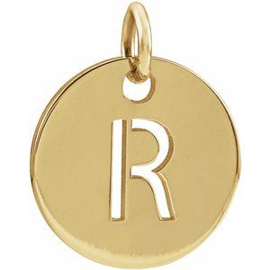 18K Yellow Or Rose Gold-Plated Sterling Silver 10 Mm Polished Initial Disc Pendant