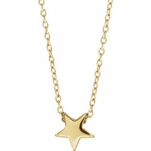 14K Yellow Gold 10.1 X 9.6 Mm 16-18 In Polished Star Necklace