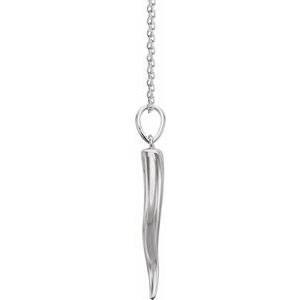 Sterling Silver 36.6 X 8.7 Mm 16-18 In Polished Italian Horn Necklace