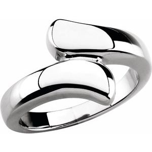 14K White Gold Polished Bypass Ring Size 6